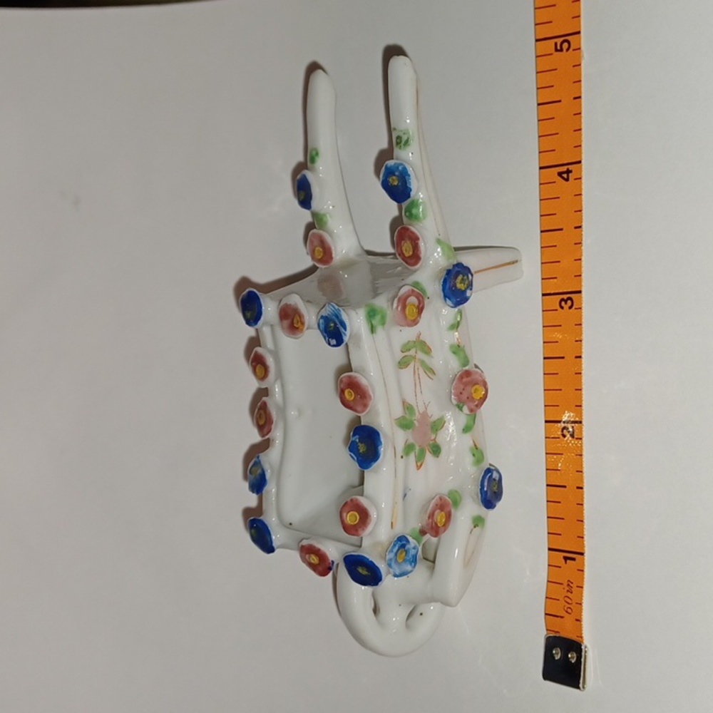 Made in Occupied Japan Floral Ceramic Wheelbarrow Cart